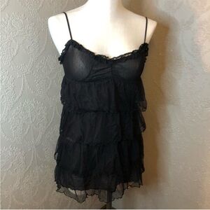 Victorias Secret pink small black tiered stretch nightgown s great condition